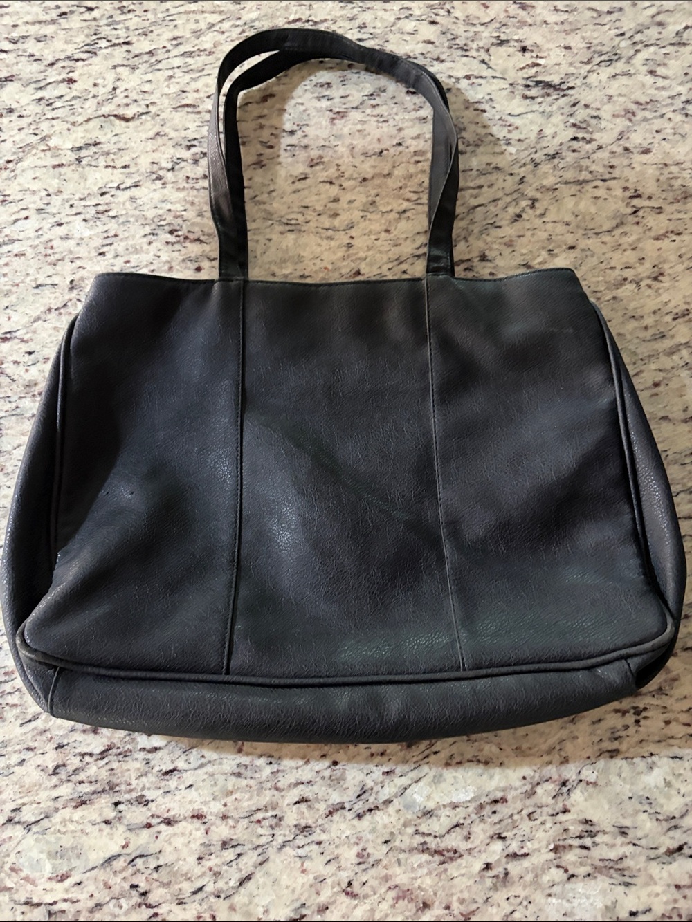 Everyday Black Leather Tote Bag with Sturdy Straps